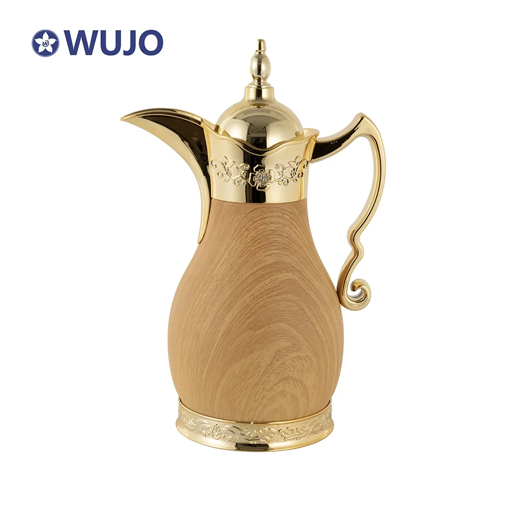WUJO High Quality Iron Body Pink Glass Refill Liner Stainless Steel Arabic Dallah Insulated Water Vacuum Flask Jug Coffee Pot