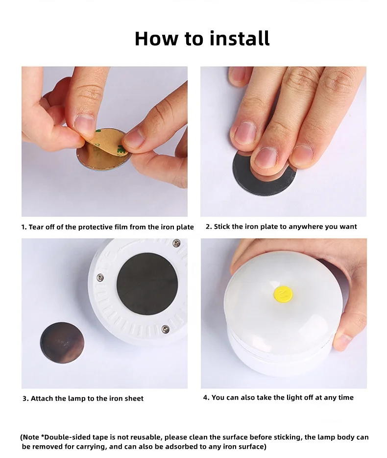 360 degree rotating magnet base angle adjustable wireless motion sensor led cabinet lights touch control led night light