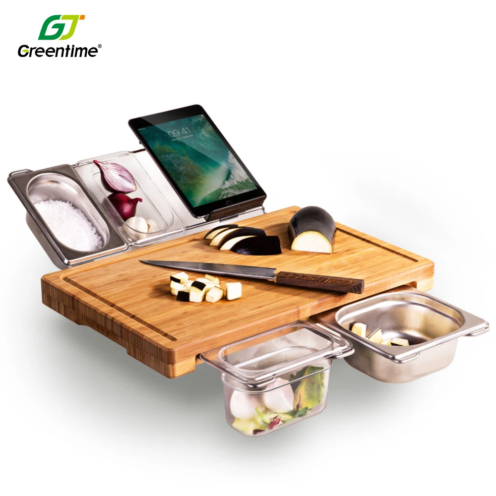 Multifunctional Telescopic Super Luxury Bamboo Cutting Choping Board Wood with Drawers