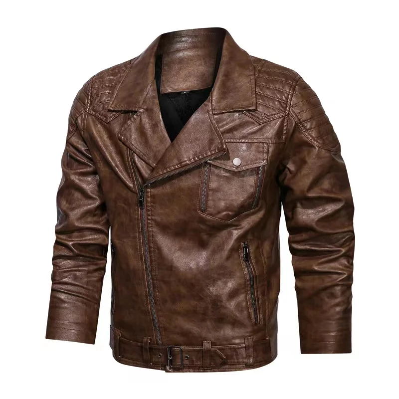 Cool Fashion PU Leather Jacket Large Size Motorcycle Jacket Plus Size Men