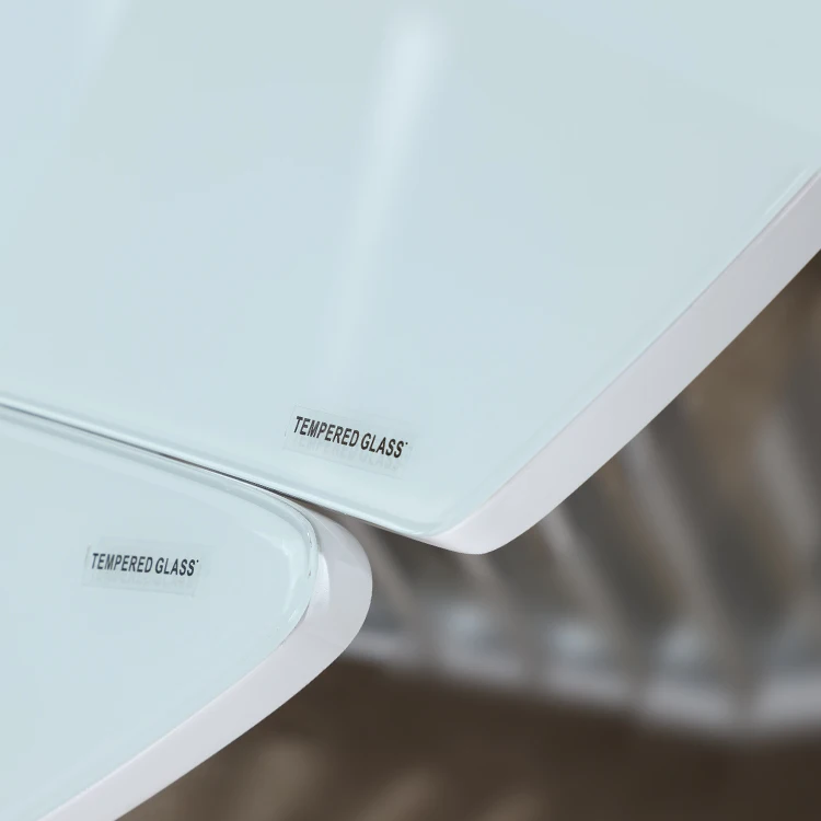 Modern Home Furniture Rotate Expand Lift Glass Top White Dining Table For Living Room