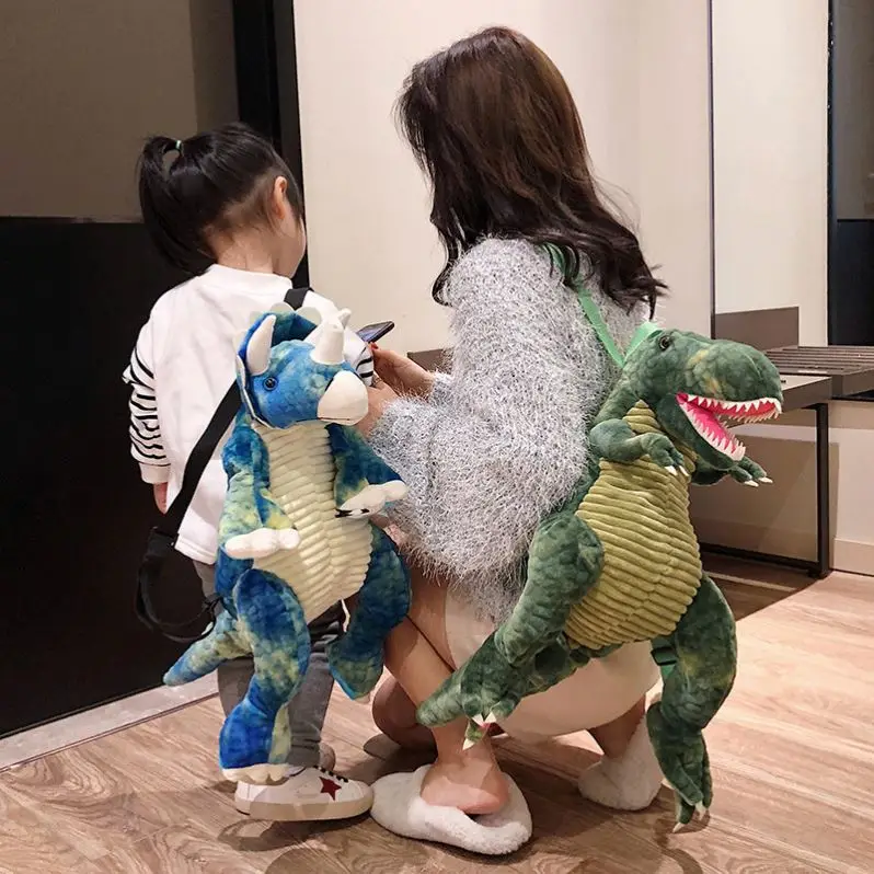 Stuffed PP Cotton Dinosaur Backpacks Children Casual Bags Cartoon Animal Dinosaur Plush Backpack Wholesale
