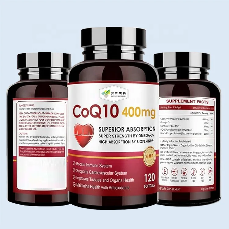 PQQ Omega-3 коэнзим Q10 убихинон 400 мг CoQ10 софтгели Капсульная добавка для энергии сердца