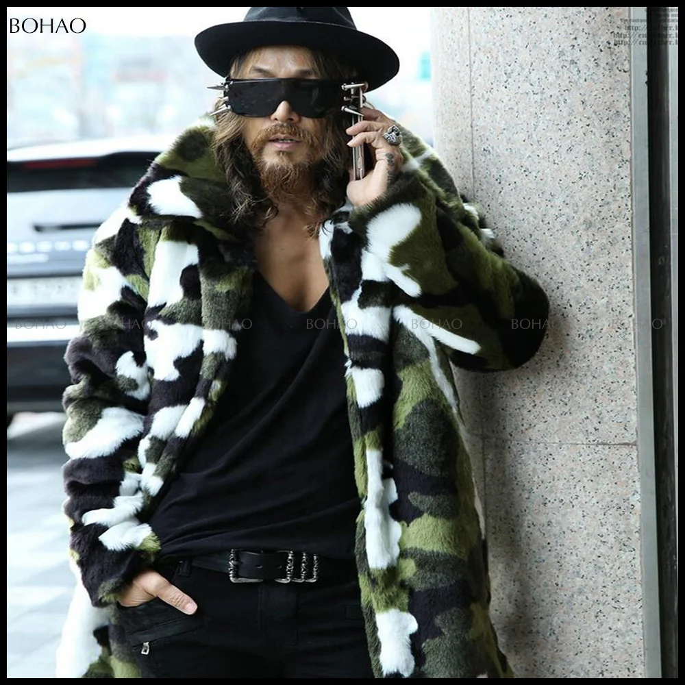 
Hot New Design Camouflage Modern Knitted Men Mink Fur Short Hair Coat 