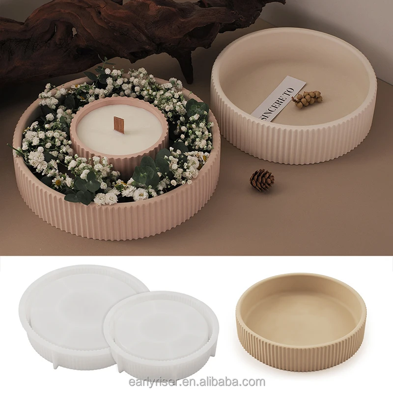 Early Riser Silicone Bowl Mold Round Container Resin Concrete Mold for Bowls Flowerpot Plant Cement Plaster Silicone Mold