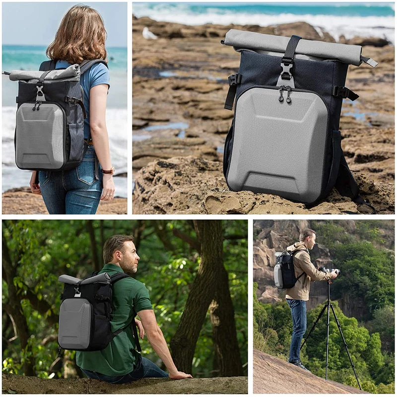Customized Expandable Camera Bag Hardcase Camera Case Roll Top Large dslr Camera Backpack