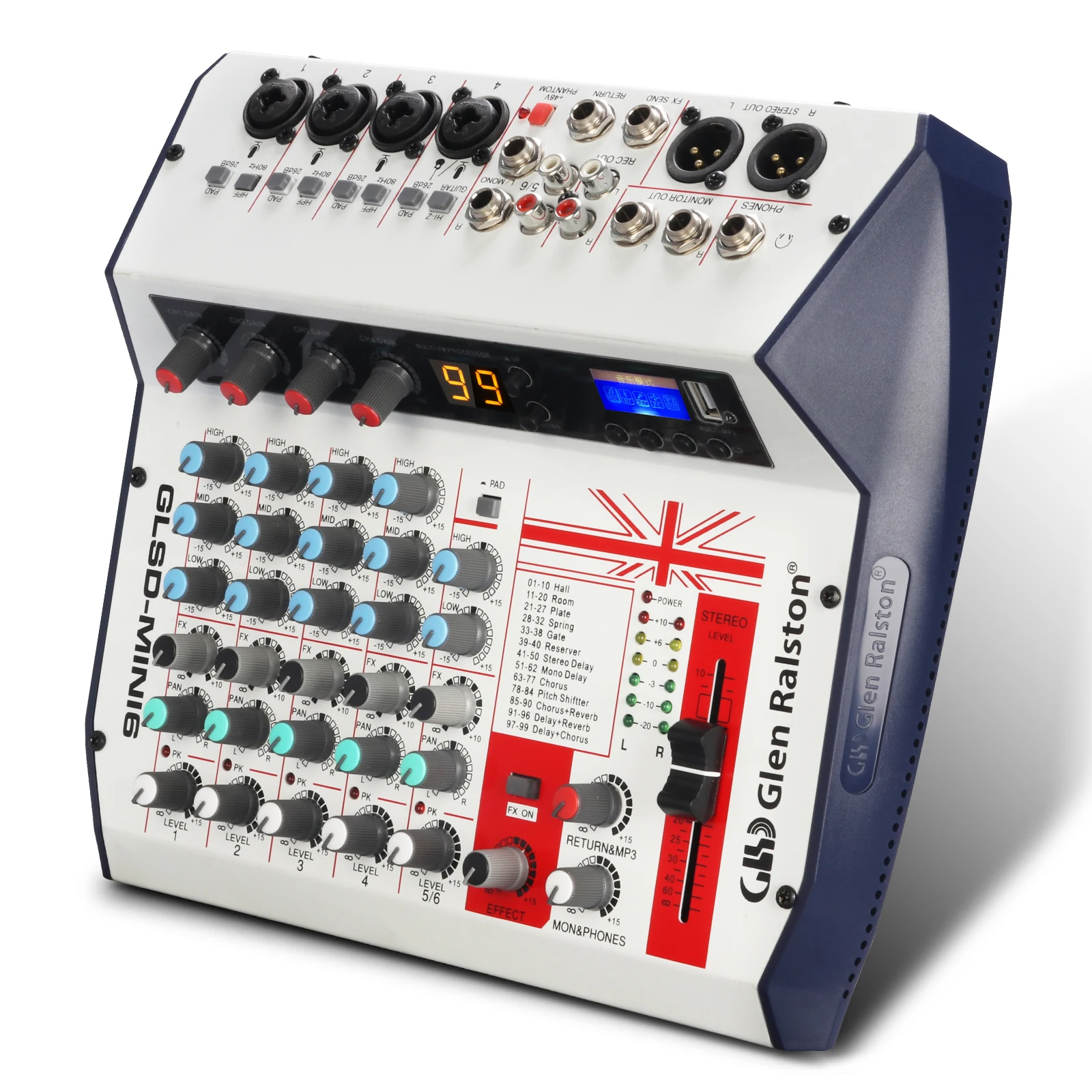 Glen Ralston Mini6 99 цифровых эффектов DJ микшер мобильный телефон подключен в режиме Hi-Z USB звуковая карта функция 3-диапазонный EQ прямая трансляция