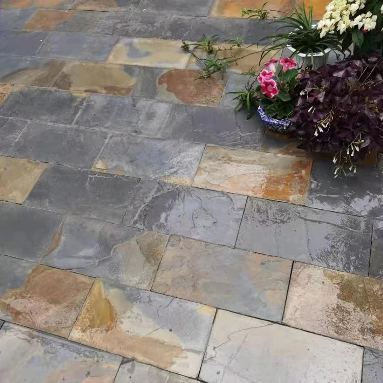 Villa Courtyard Floor Tiles Rust Blue Natural Antique Cultural Stone for Outdoor Terrace Non-Slip Bathroom Hotel Applications