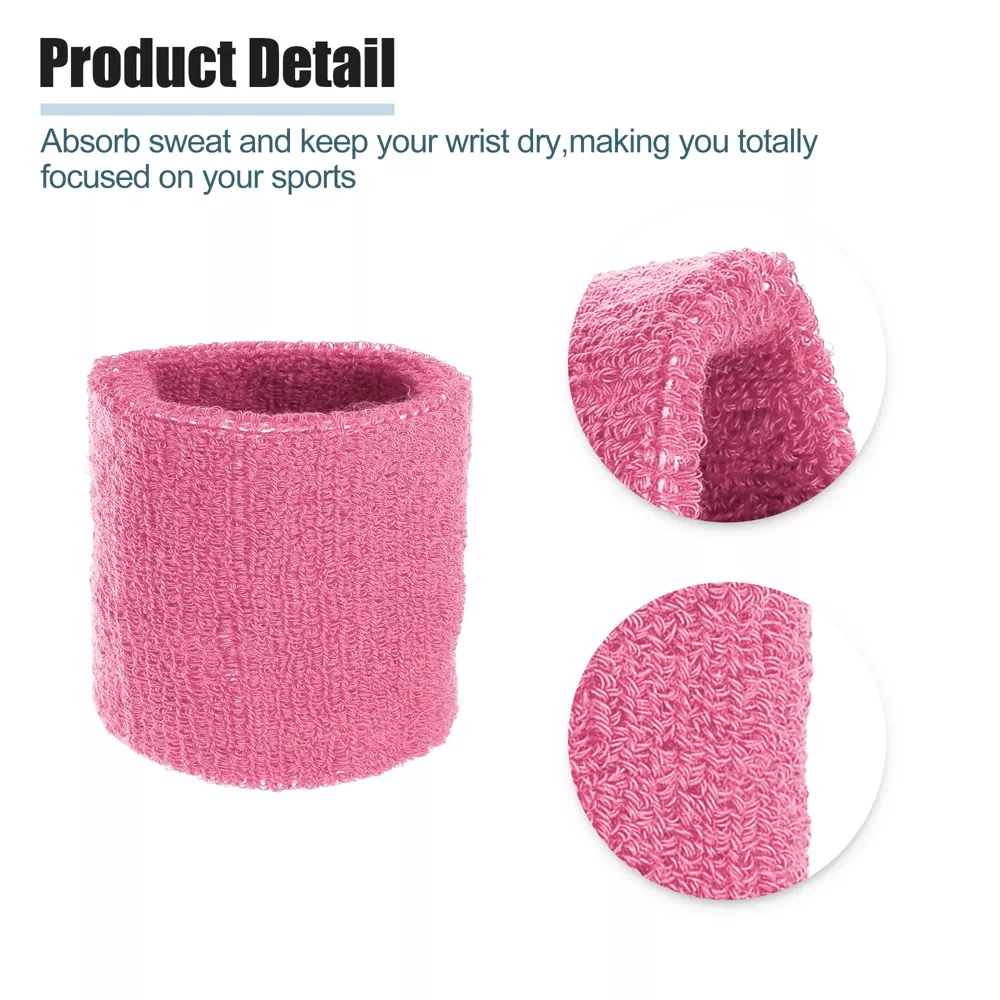 Custom Logo Colorful Sports Wrist Sweatband Cotton Sweatbands Brace Sweat Bands