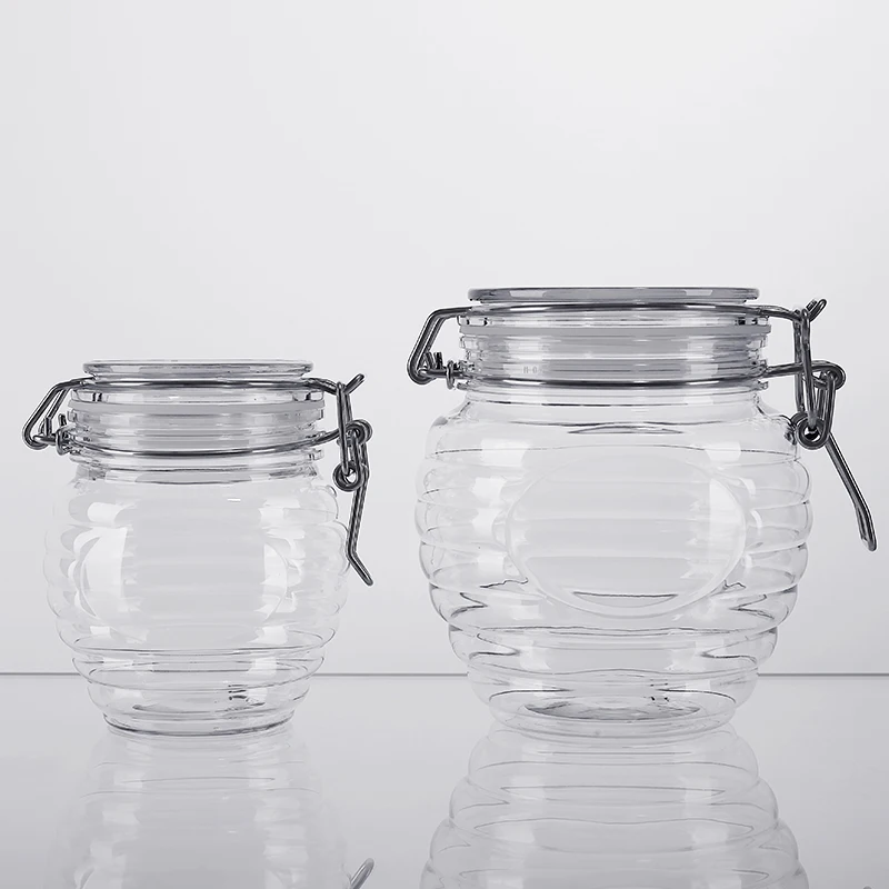 wholesale 370ml 800ml empty crock shaped kilner plastic jars clip top leak-proof hermetic kilner storage jar