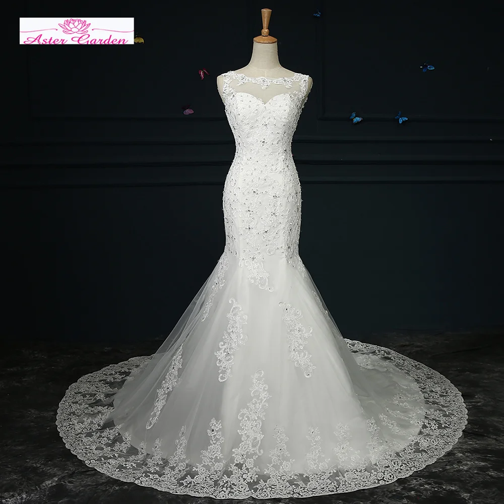 Aster Custom Made Vestido De Noiva Sereia Shiny Crystal Sequin Appliques Mermaid Wedding Dresses Real Picture Gelinlik