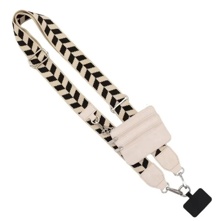 2024 new cute adjustable crossbody nylon webbing clip and go strap for phone with zippered pouch