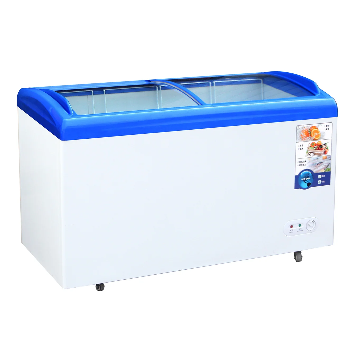 Морозильная камера для мороженого 365L, изогнутая стеклянная дверь-10 ~-22, быстрое охлаждение, высококачественный компрессор, прямые продажи с завода