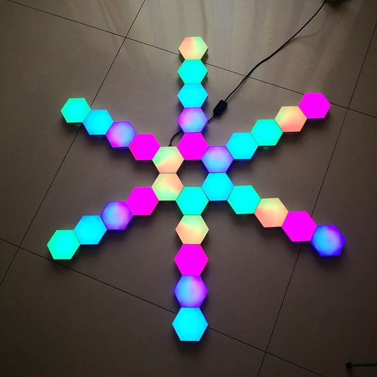 WIFI Bluetooth 3d Night Lights Wall Lamp Modular Lighting Magnetic Gaming Room Decoration RGB Lamps LED Hexagonal Quantum Light