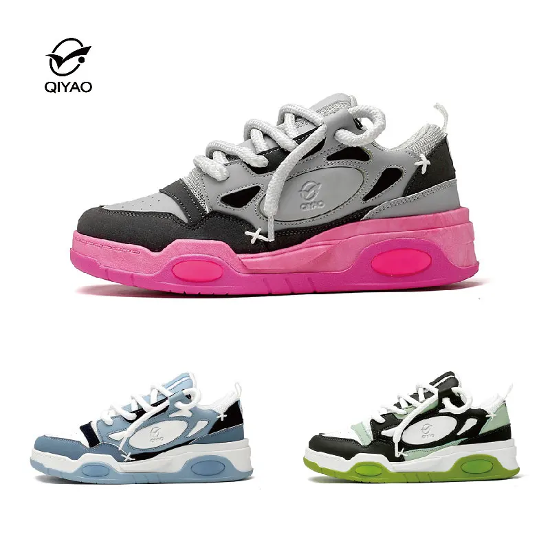 Factory Spot Low Price Solid Color Fashion Thick Sole Air Cushion Wear-resistant Thick Line Laces Canvas Jogging Walking Shoes