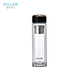 Drinking Bottle Wholesale Double Wall Borosilicate Glass Water Bottle  with Tea Infuser