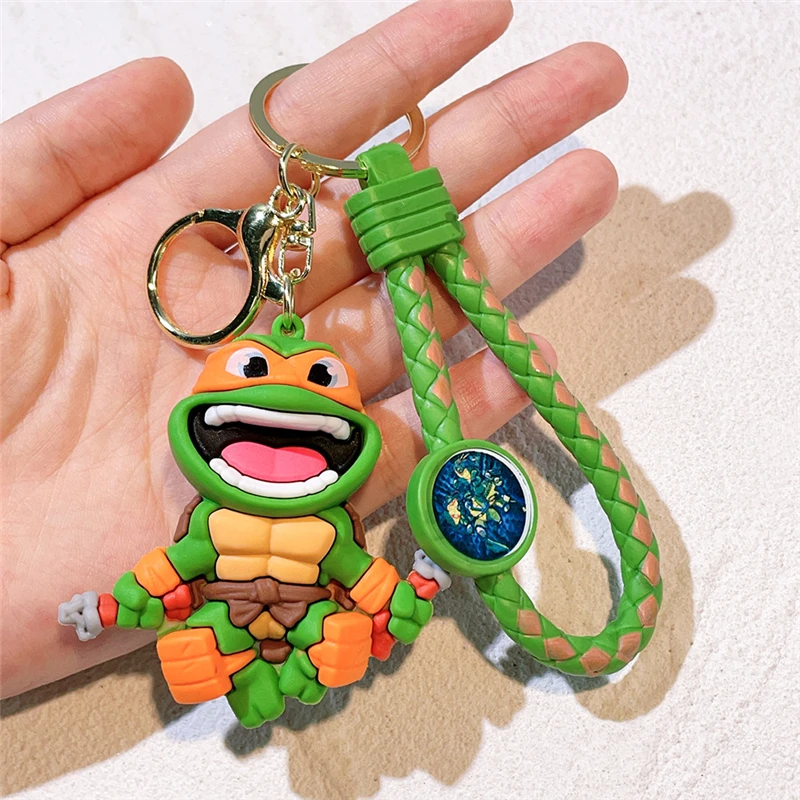Wholesale PVC Key chain Cartoon Character Green Turtle Anime Keychain Creative Silicone Character Keychain Pendant
