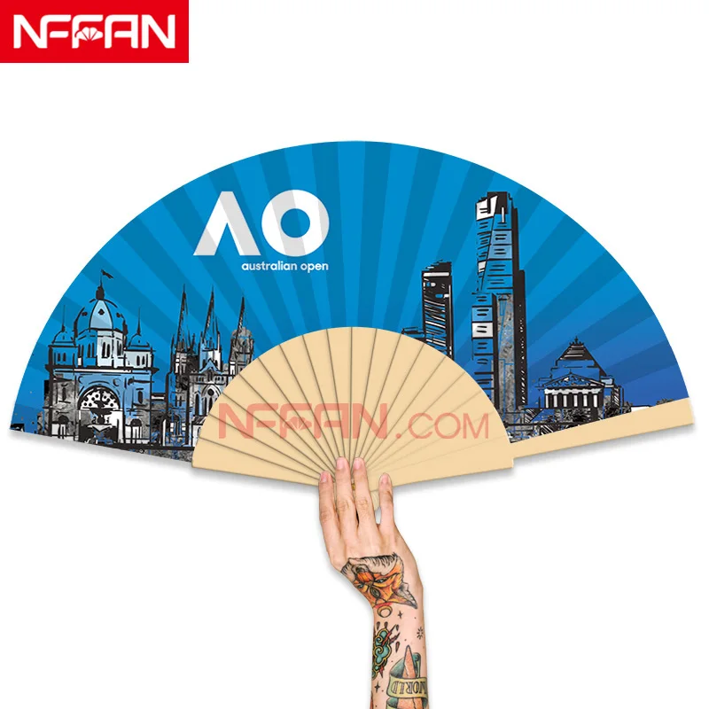 NFFAN Customise Personalized Spanish Wooden Hand Held Foldable Fans as Business Gift