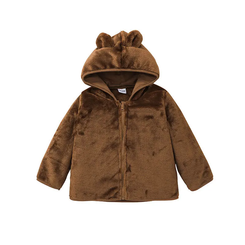 FuYu Fashion Baby Girls Beautiful Solid Color Cute Thick Hoodie Zipper Warm Coat Jacket in Winter