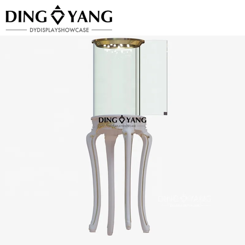 Custom Wooden Glass Round Black White Gold High European Jewelry Display Showcase Cabinet For Window Display