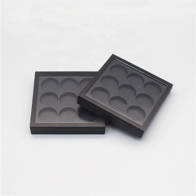LZ Pack Stock 100pcs Square 19mm Pan Magnetic Closure Matte Black Blusher Powder Customize High Pigmented Eyeshadow Palette Case
