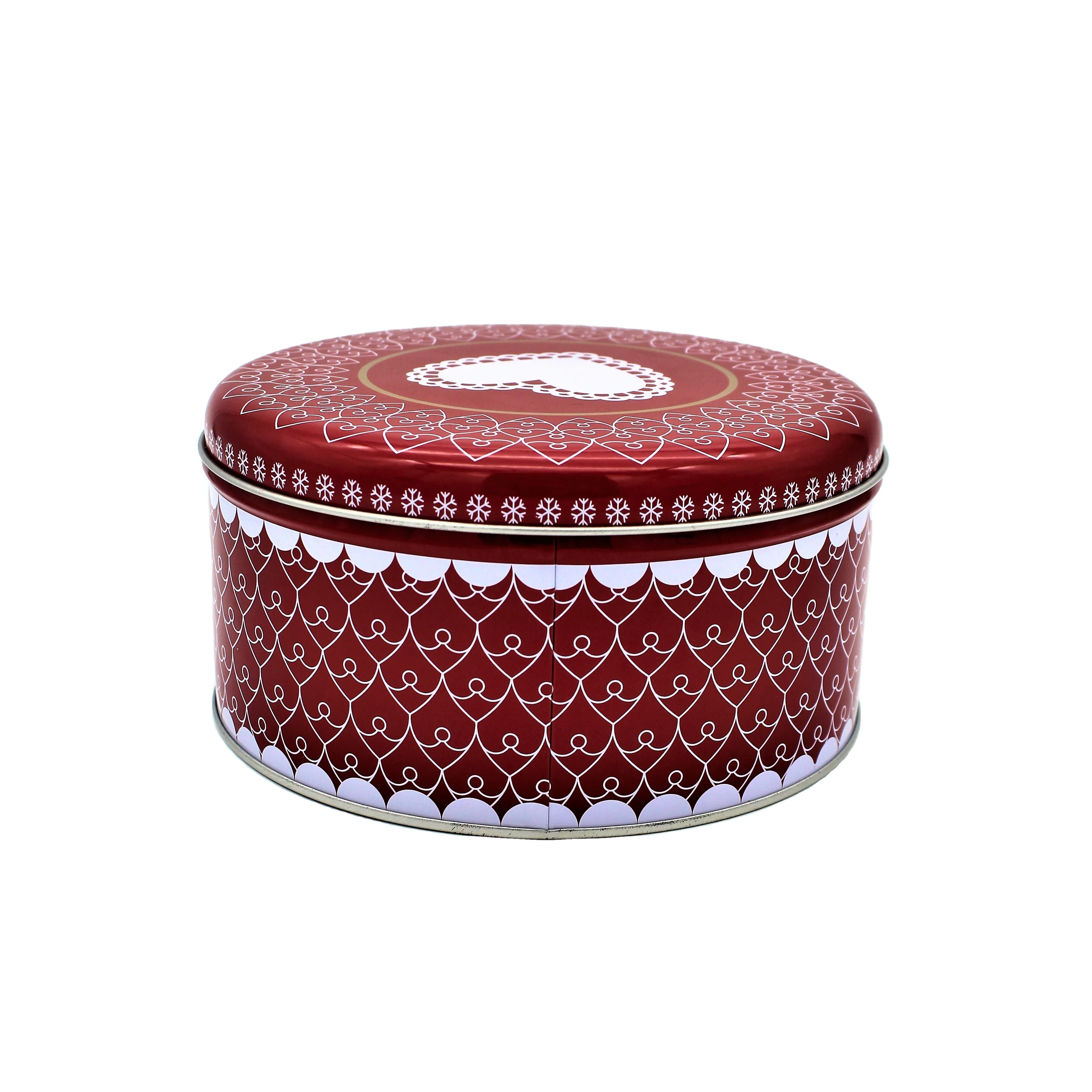Beautiful Appearance Round Tea Gift Box Christmas Tin Cans For Cake Cookies