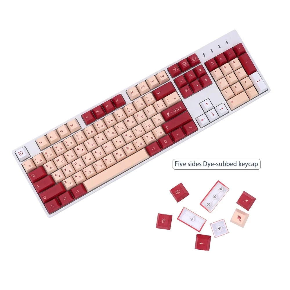  129 Keys Japanese Root Cherry Profile Dye Sub Keycaps for Mechanical Keyboard GH60 XD64 GK64 Tada68 Poker 60