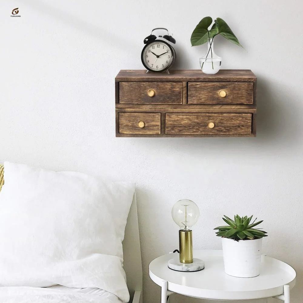 Rustic Wood Wall Floating Shelves for Storage and Display Perfect Use as a Nightstand Bedside Shelf Floating Shelf with Drawer