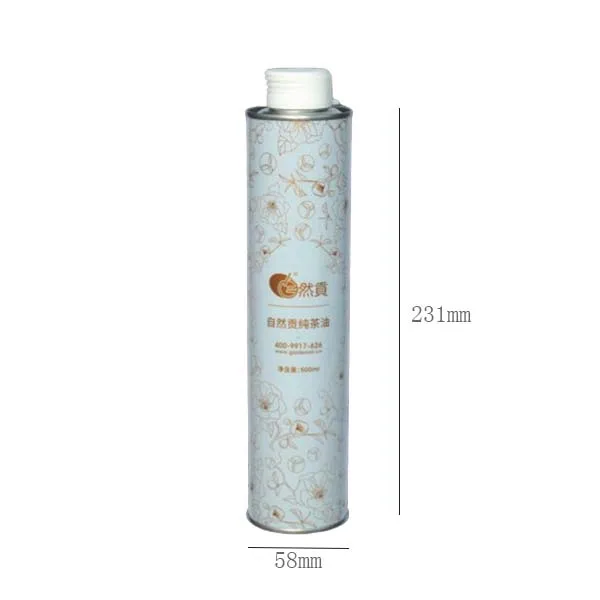 150ml to 1000ml Olive Oil Metal Bottle Custom Print Metal Tin Round Can