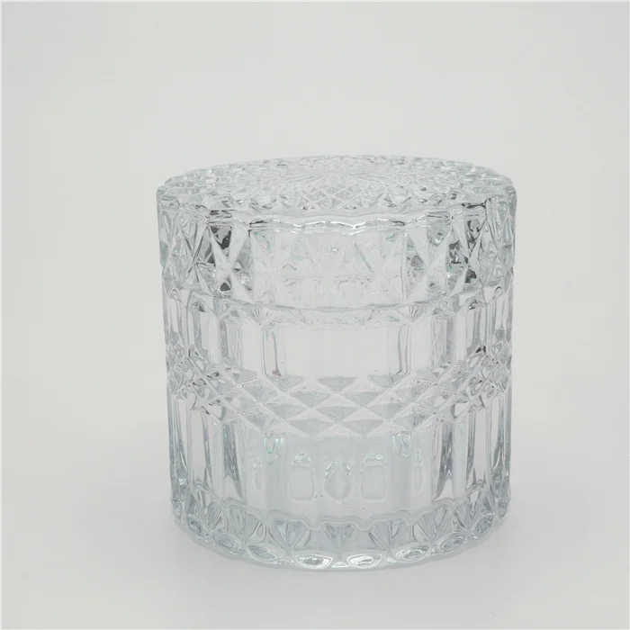 2021Wholesale 200ml Matte Black White Clear Iridescent Other Candle Holders Luxury Glass Candle Jars with Lid in Bulk
