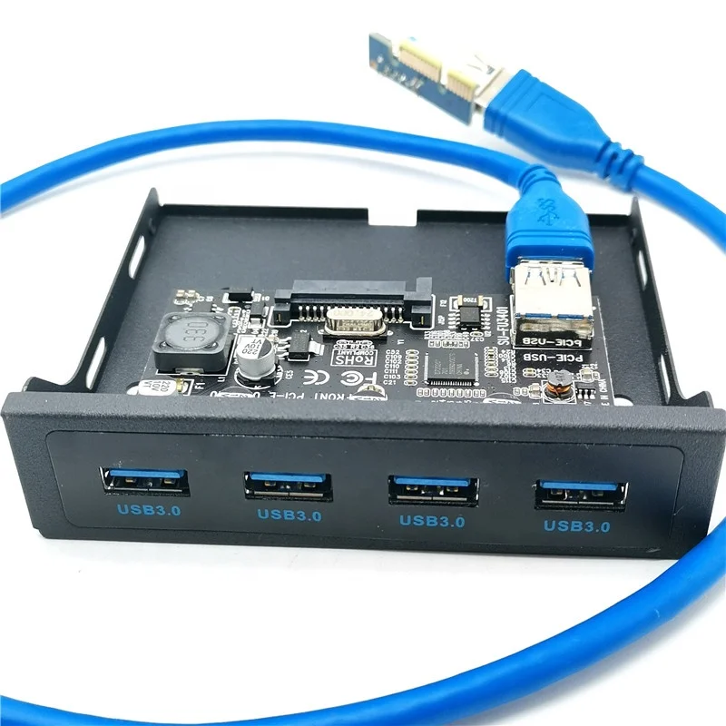 4 Port PCI-E to USB 3.0 HUB PCI Express Card Adapter with Power Connector