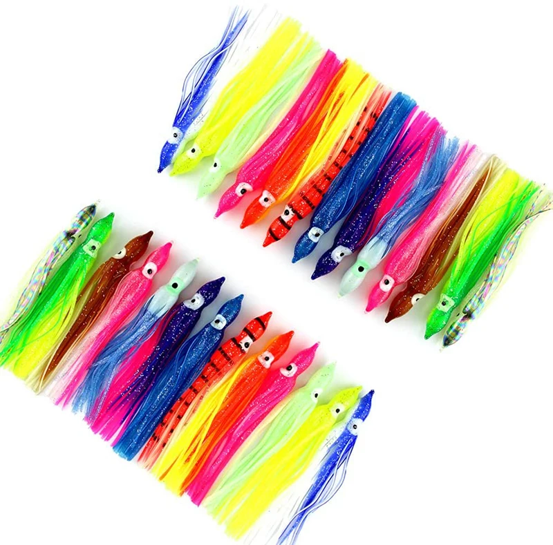 20 Colors 5 Pcs/ Bag 5-15cm  Trolling Lure Soft Plastic Using Octopus Skirts Glow Squids Skirts Fishing Lure Squid Lure