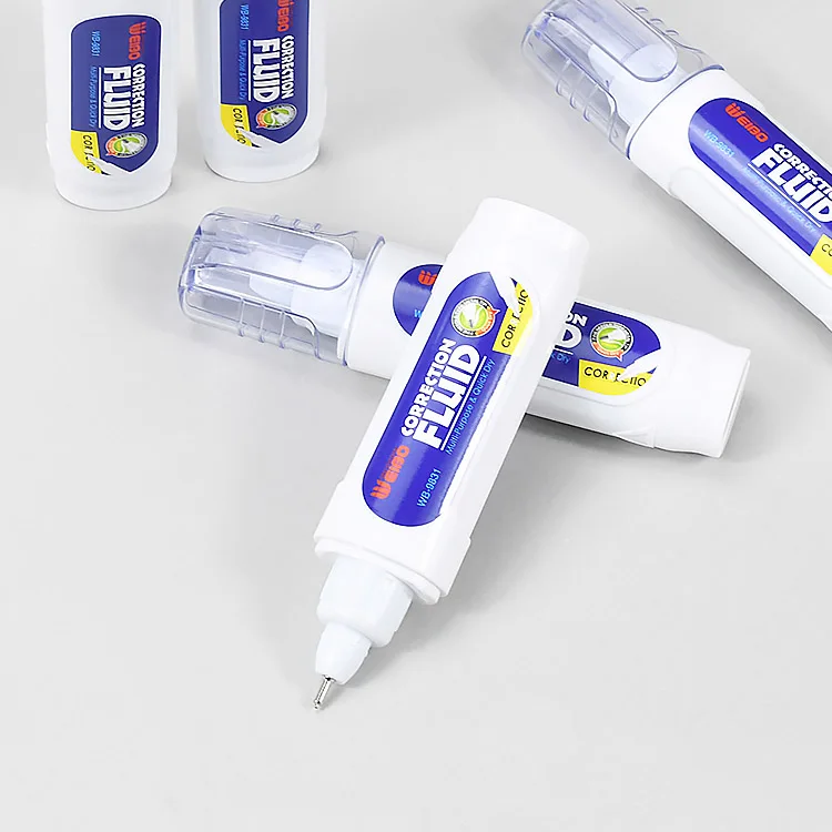 Weibo 10ml correction fluid hot selling wholesale school supplies corrector correction pen Quick Dry for students