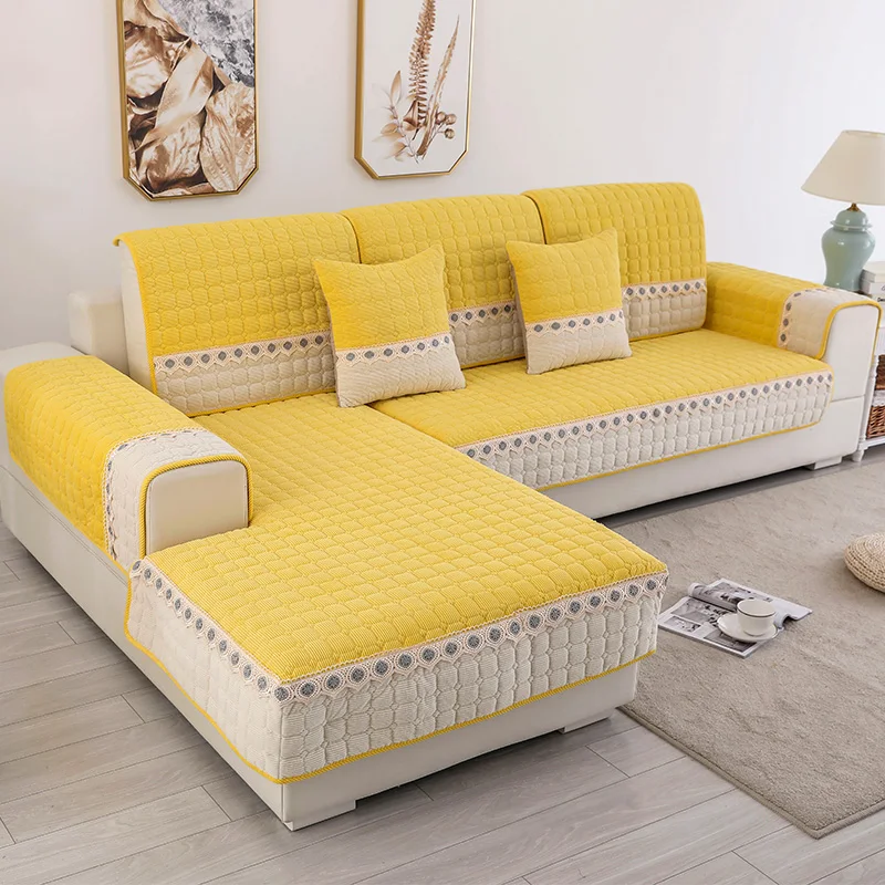 Modern Simple Fashion Leather Sofa Slipcover Four Seasons Universal Non-Slip Corduroy Cushion Cover Home Office Furniture