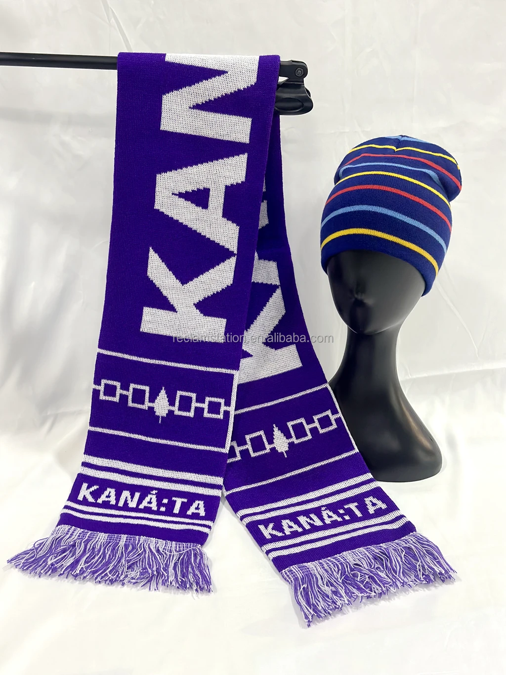 Вязаная треугольная клетчатая шапка с помпоном, классическая красная и зеленая клетчатая жаккардовая акриловая шарф