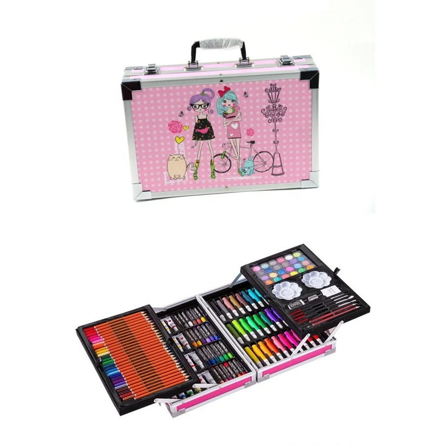 145 Pieces Factory Direct Art Paint Pencil Set Aluminum Box Drawing Board Painting Set, Sets De Colores, Colored Pencils Set