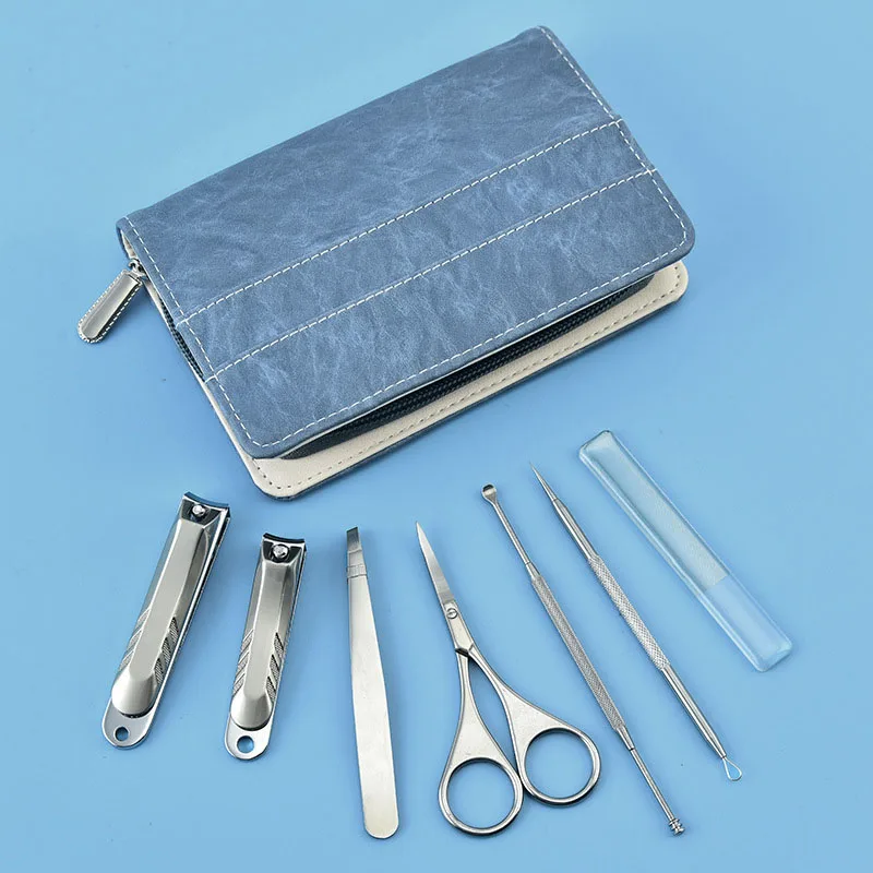 7PCS Brand Hot Selling Silver Gift Items Nail Clipper File Eyebrow Scissors Cutter Cuticle Nail File Manicure Pedicure Set