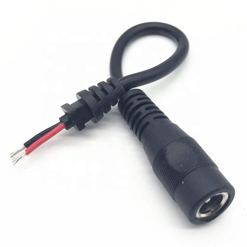 18AWG 5.5*2.1 DC Plug Cable Female Power Cord to Pigtail wire end open with tinned cable for 12V CCTV Camera