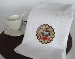 Soft and Durable Cotton Waffle Dinner Napkins Fashion Embroidered Design Comfortable White Guest Towel