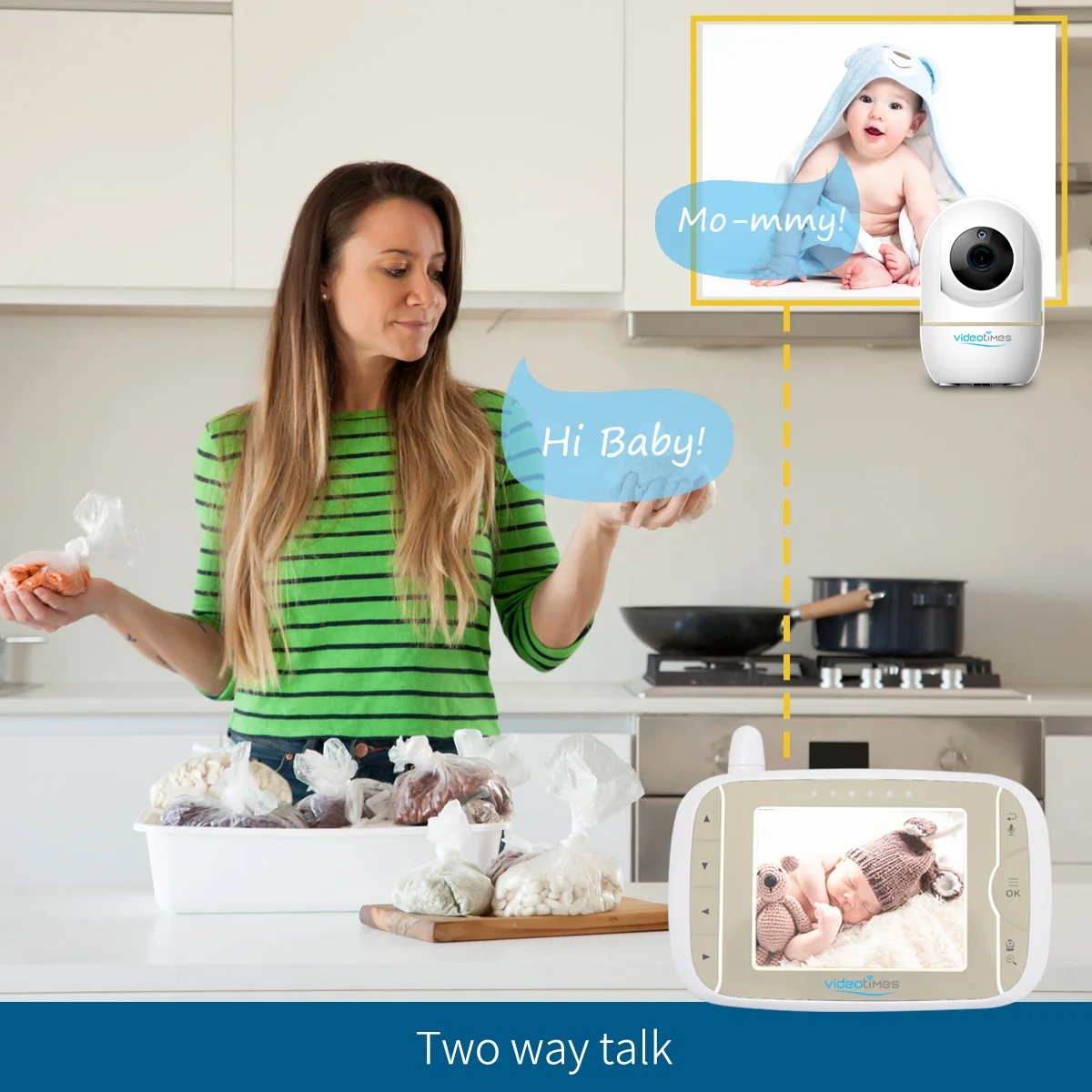 2020 3 2 дюймовый ЖК-дисплей радио smart remote pan tilt монитор bebe видеокамера