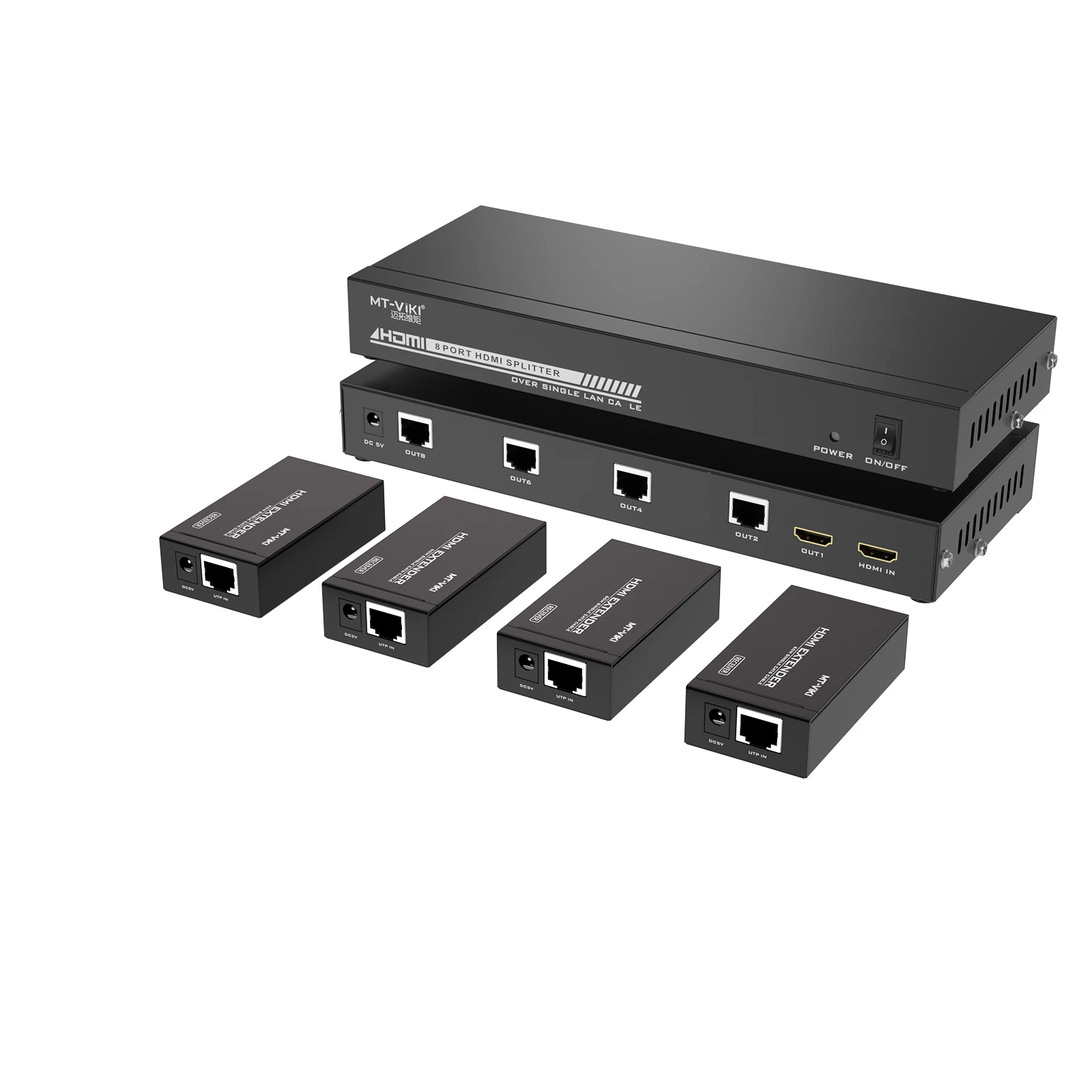 MT-VIKI 4k 60hz HDMI Extender Splitter  1 in 4 out over Cat6 Ethernet 1x4 POC + Loop 70M