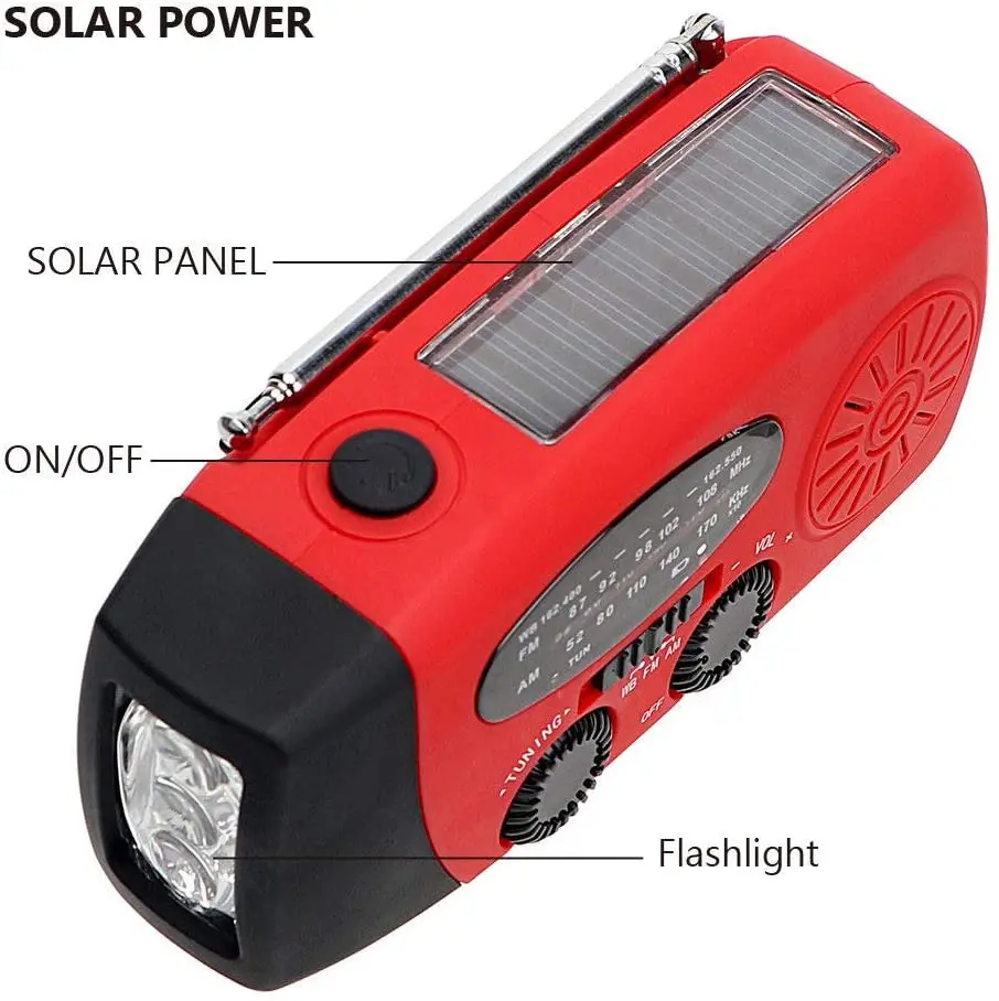 2000 mAh Emergency Solar Radio With Flashlight Outdoor Camping Gear Equipment Emergency Survival Kit