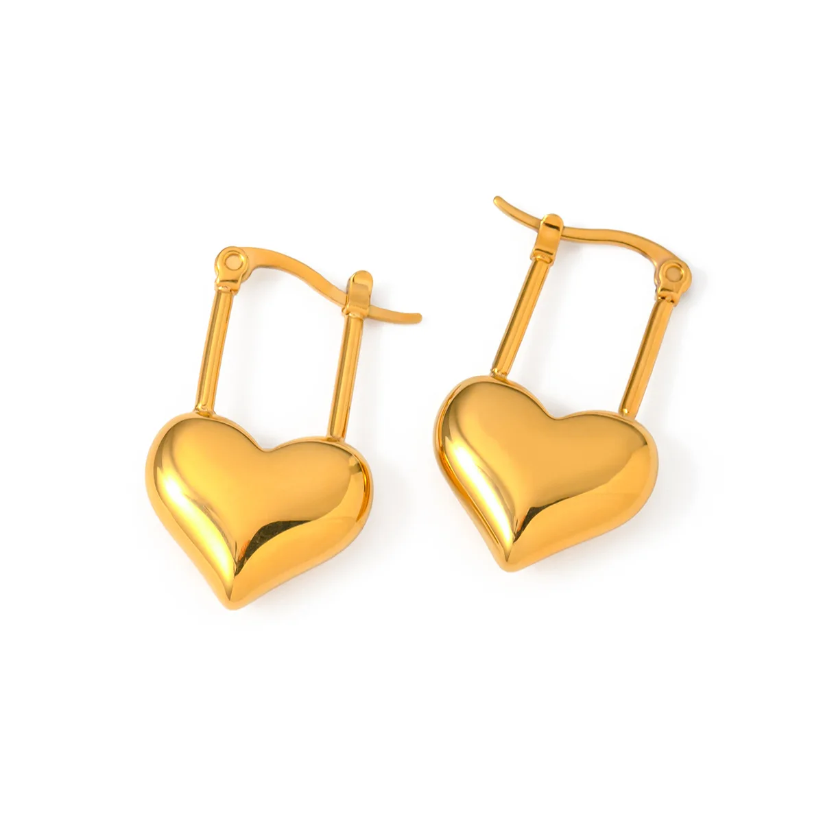 New Trendy 18K PVD Gold Plated Tarnish Free & Waterproof Stainless Steel Earrings Heart Charms Huggies Earrings for Women