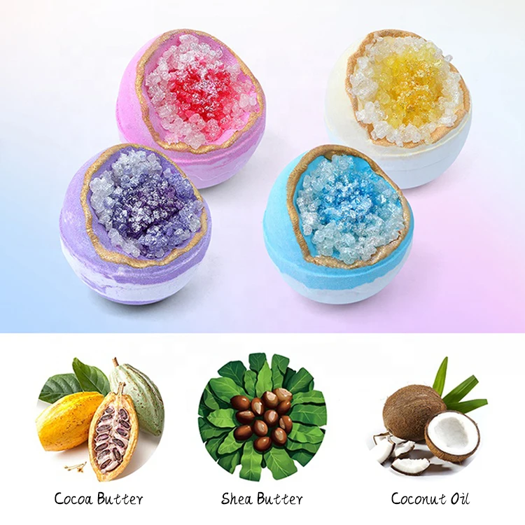 Sparkle Adult Sea Salt Galaxy Shimmer Gemstone Bubble Fizzers Ball Holiday Gift Set Glitter Quartz Geode Gem Crystal