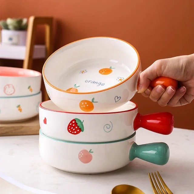 2021 Nordic Cute Kitchen Ceramic Noodles Salad Bowl Baking Dish Milk Pot