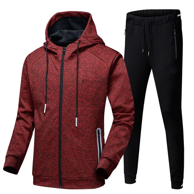 
Wholesale Running Wear Two Piece Set Zip Up Fleece Custom Men Tracksuits With Hood 