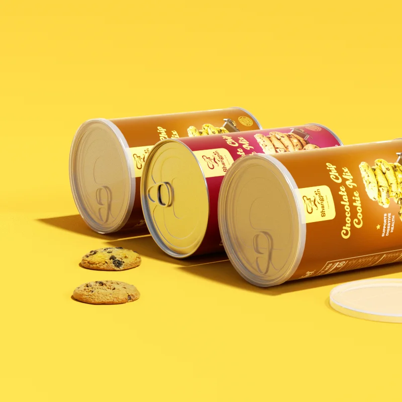 Custom Kraft aluminium foil Nut Cookie Biscuits Paper Tube Chocolate Potato Cylinder Packaging for Cookies Round Box