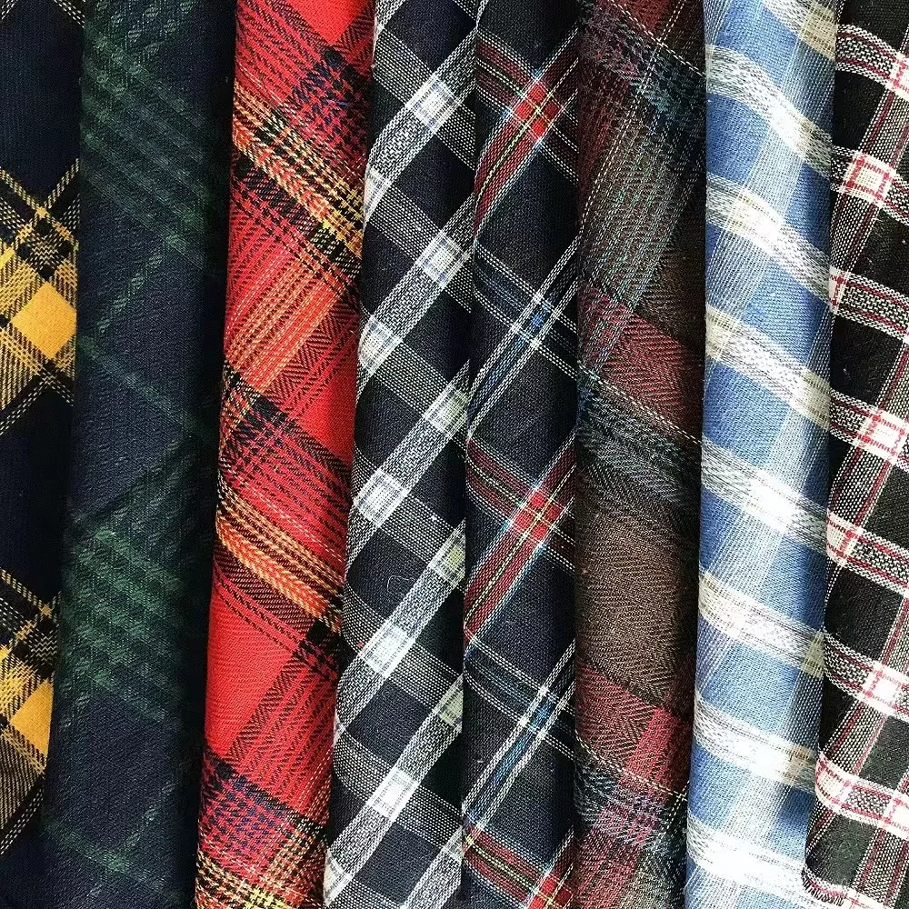 A Grade Stocklot T/C 65/35 Yarn Dyed Plaid Fabric for Shirts