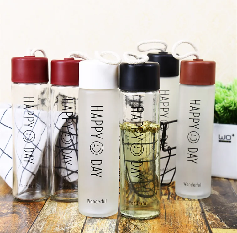 Wholesale customized 400ml clear glass water bottle ecologically manufactured drinking water bottle glass