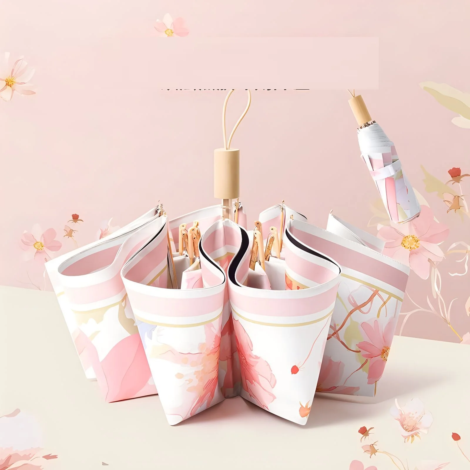 High Quality Wholesale Promotional Custom Logo Print 3 Folding Umbrella Light Weight China Made Umbrella